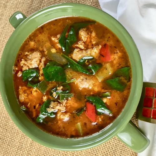 Featured image for Sausage Spinach Soup With Peppers Recipe